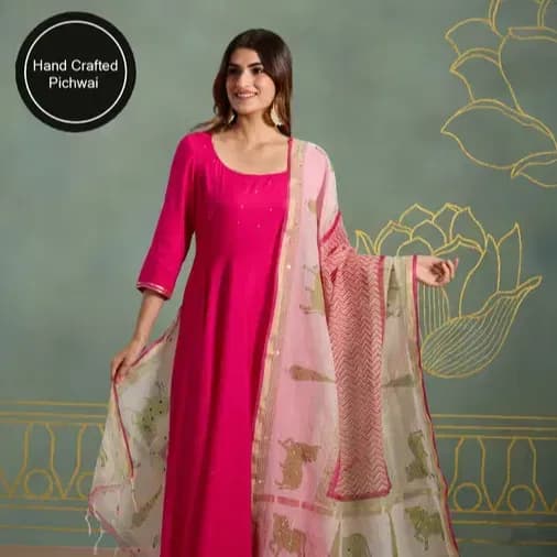 Rayon-Anarkali-Kurta-and-Pichwai-Handblock-Print-Chanderi-Dupatta